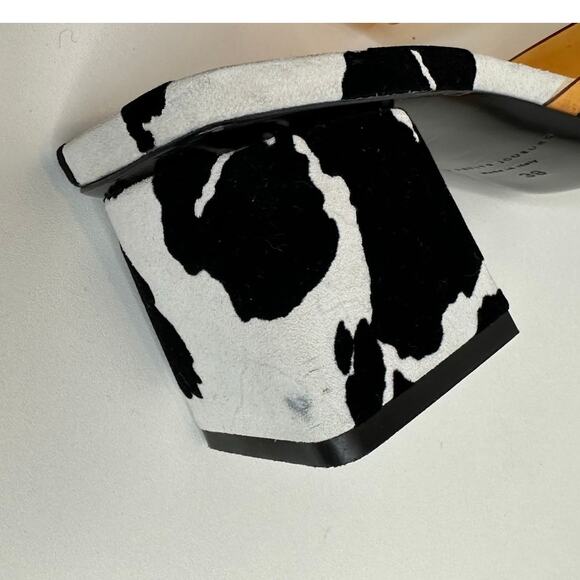 Les Petits Joueurs Fanny Orange PVC strap cow Print suede leather mules size 38 - Picture 11 of 16